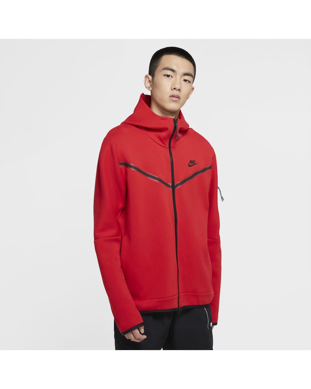 Nike Sportswear Tech Fleece Full-zip Hoodie in Red for Men - Lyst