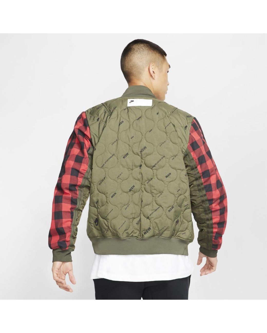 Nike Flannel Sportswear Nsw Bomber Jacket in Cargo Khaki (Green) for Men |  Lyst