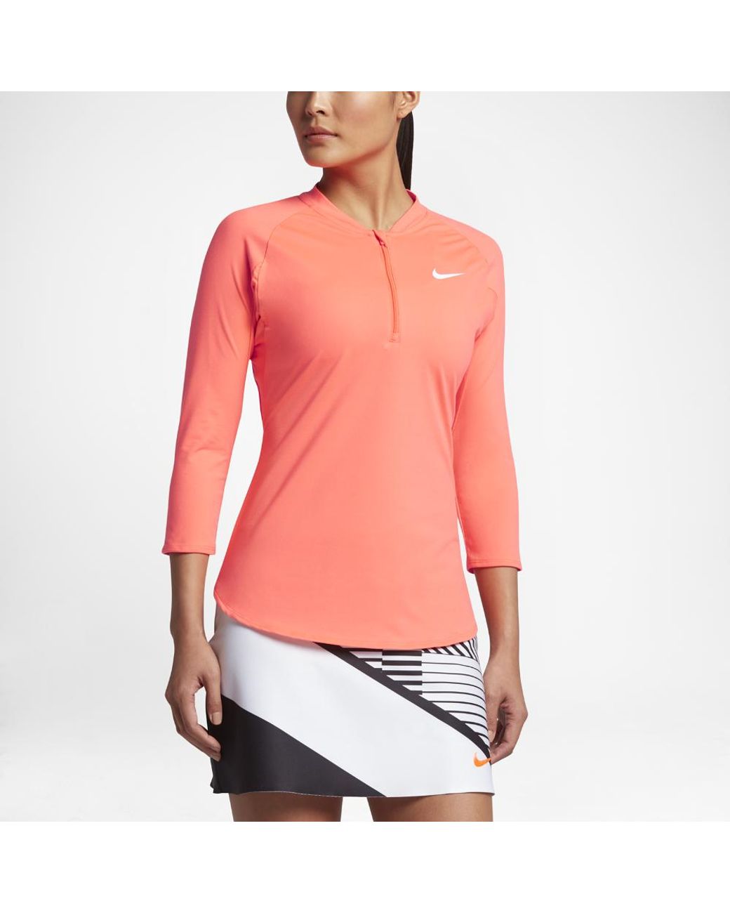 Nike Synthetic Court Dry Pure Women's 3/4 Sleeve Half-zip Tennis Top | Lyst