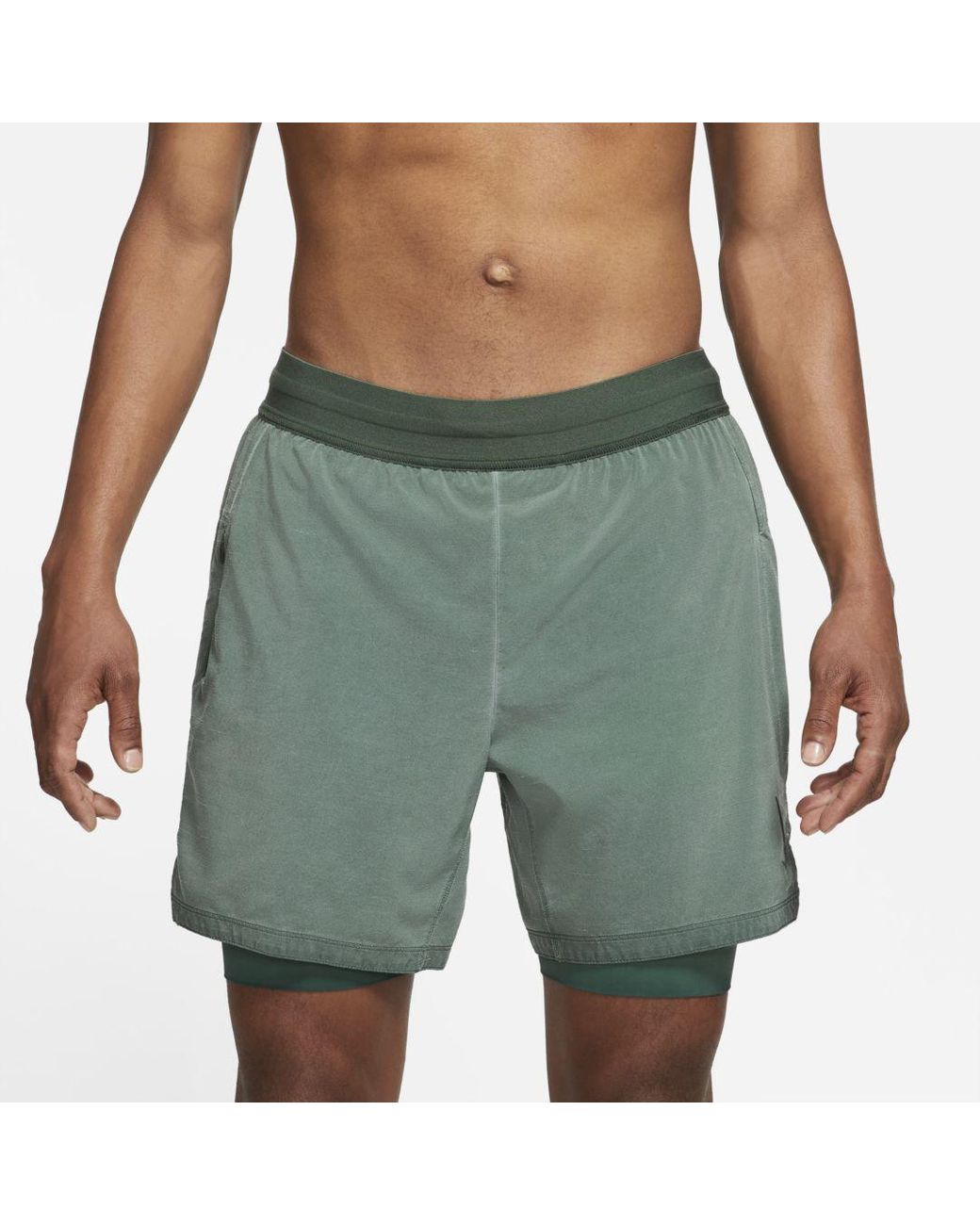 Nike Yoga Dri-fit 2-in-1 Shorts in Green for Men | Lyst