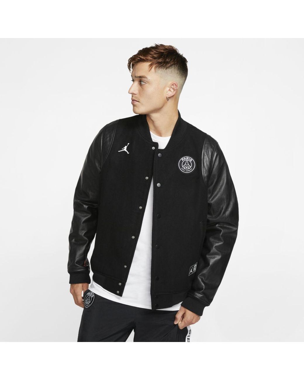 Nike Psg Varsity Jacket in Black for Men | Lyst