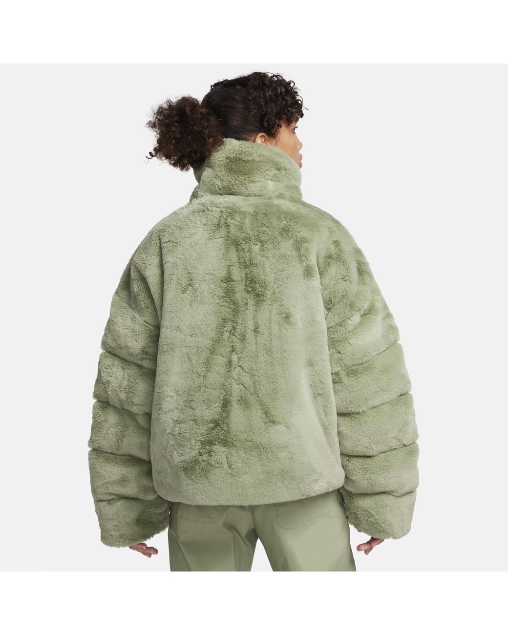 Nike Sportswear Essential Oversized Faux Fur Puffer Polyester in Green Lyst UK