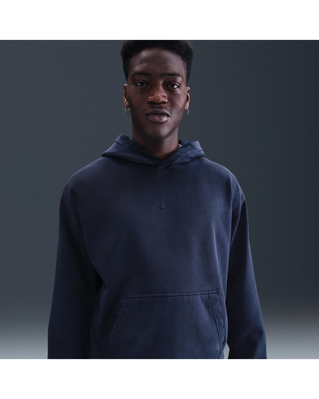 Nike Solo Swoosh French Terry Pullover Hoodie in Blue for