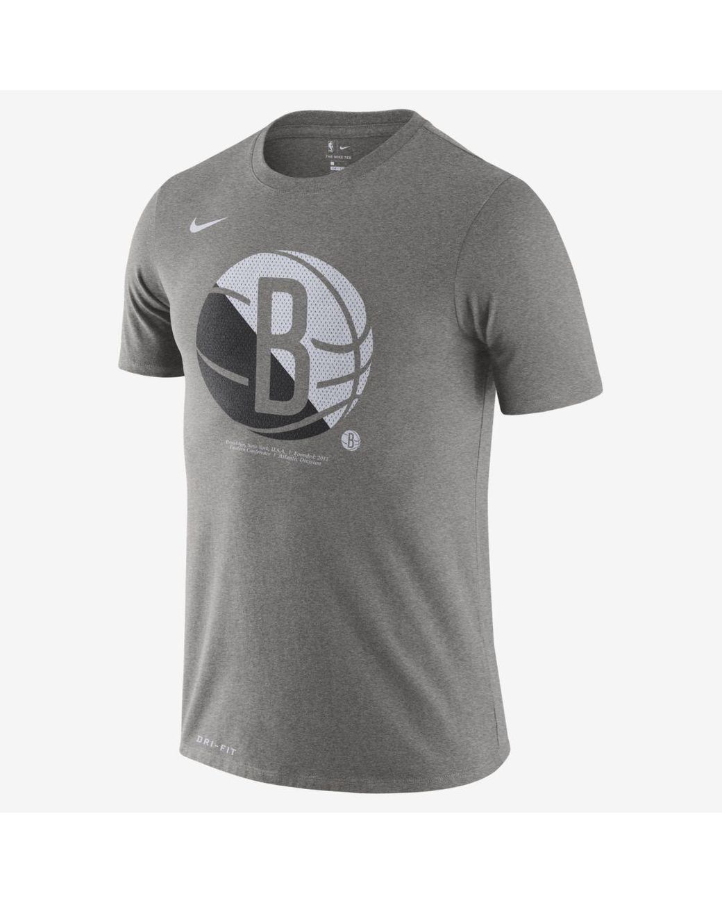 Nike Brooklyn Nets Dri-fit Nba T-shirt (dark Grey Heather) in Gray for ...