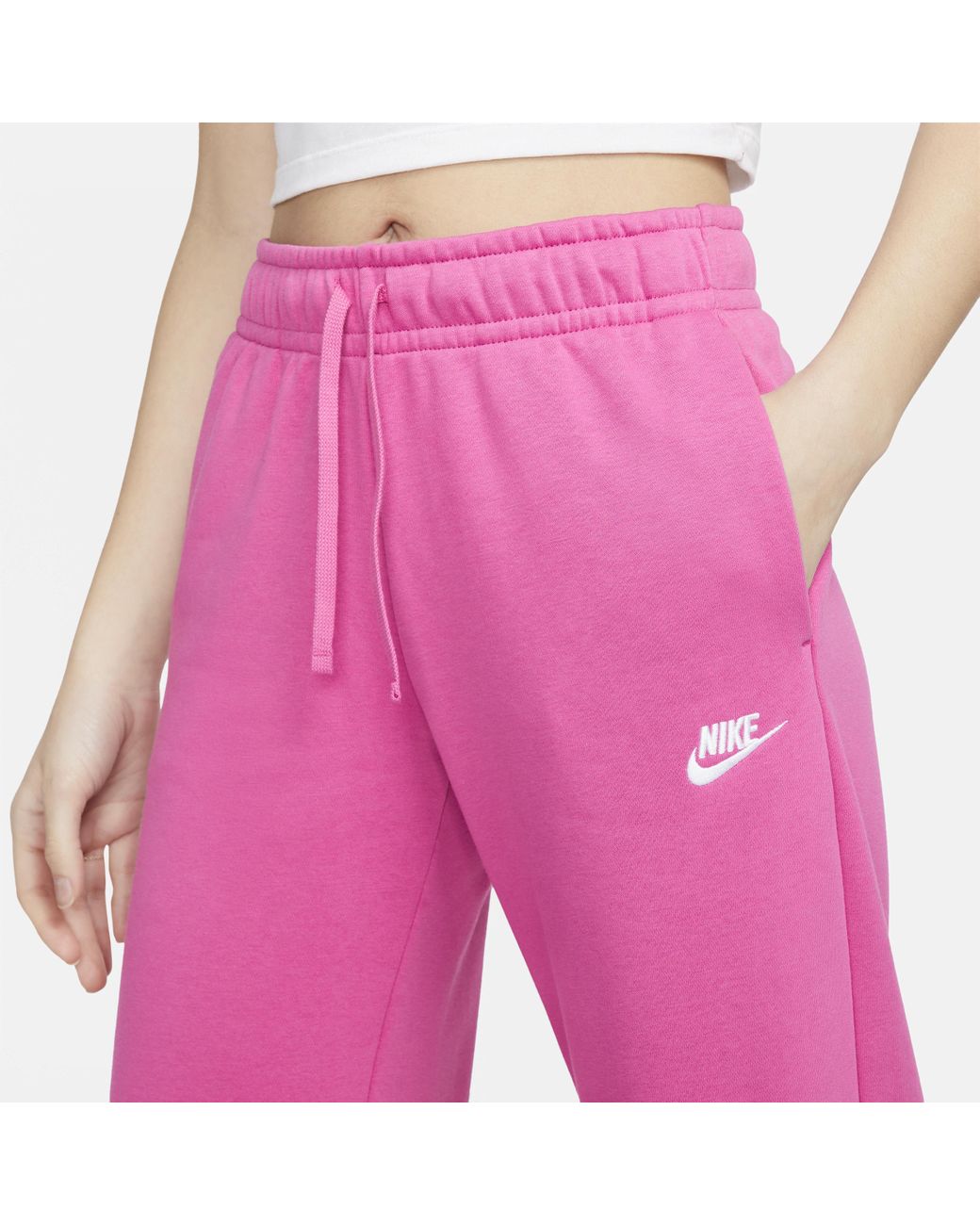 Nike Sportswear Club Fleece Mid-rise Wide-leg Sweatpants In Pink