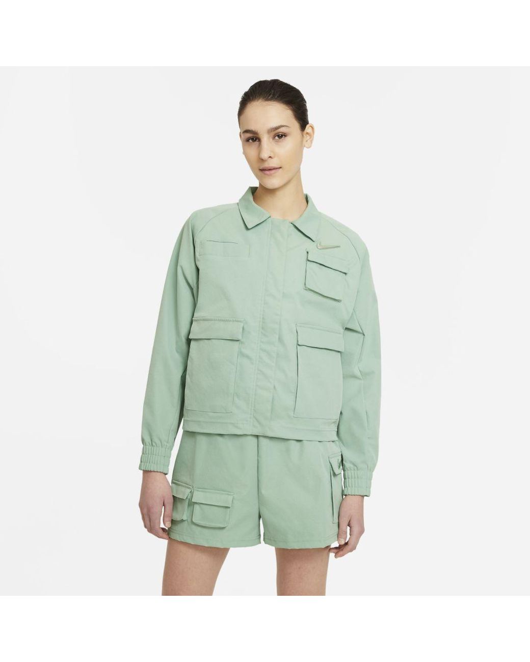 Nike Sportswear Swoosh Woven Jacket in Green | Lyst