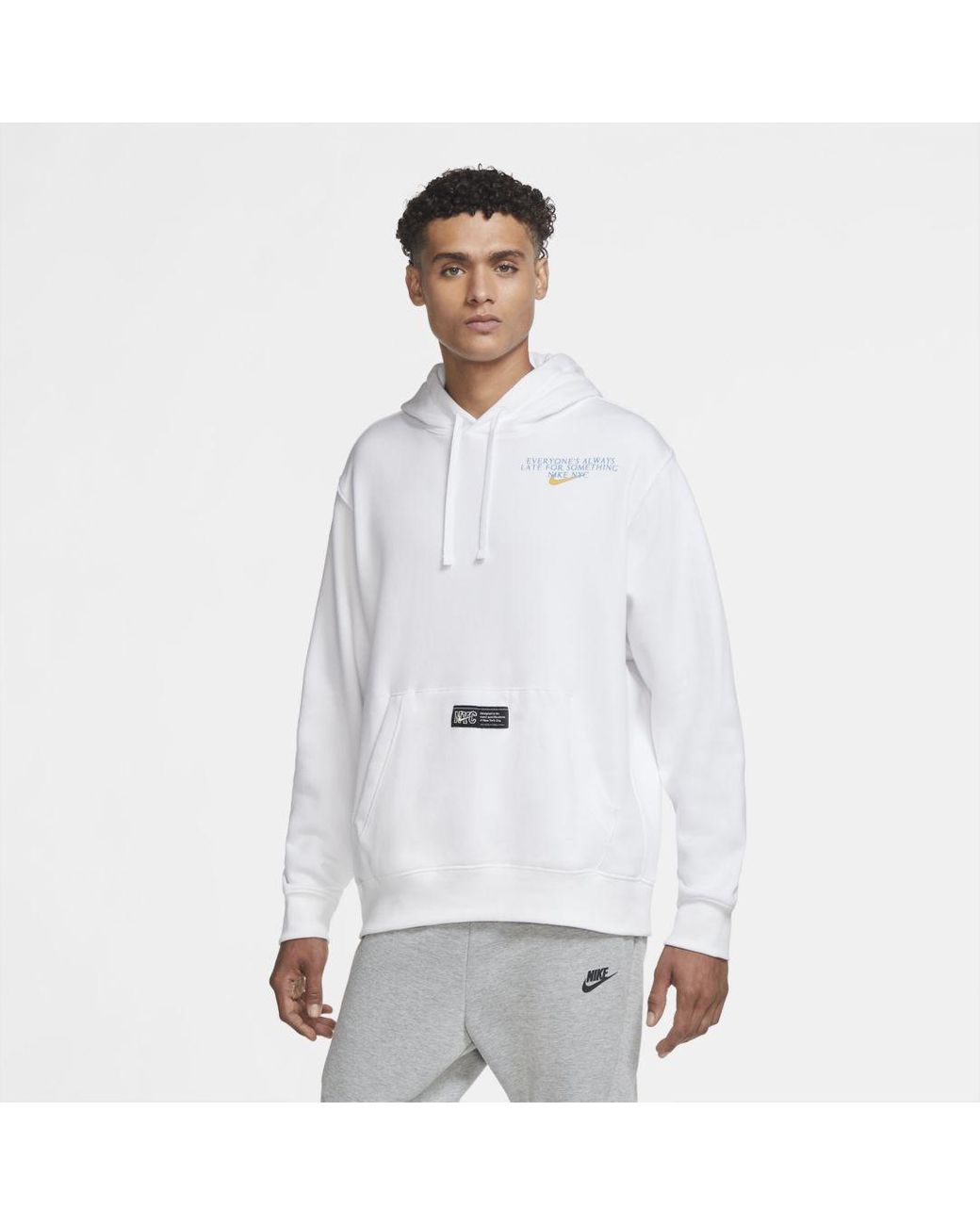 white nike club fleece hoodie