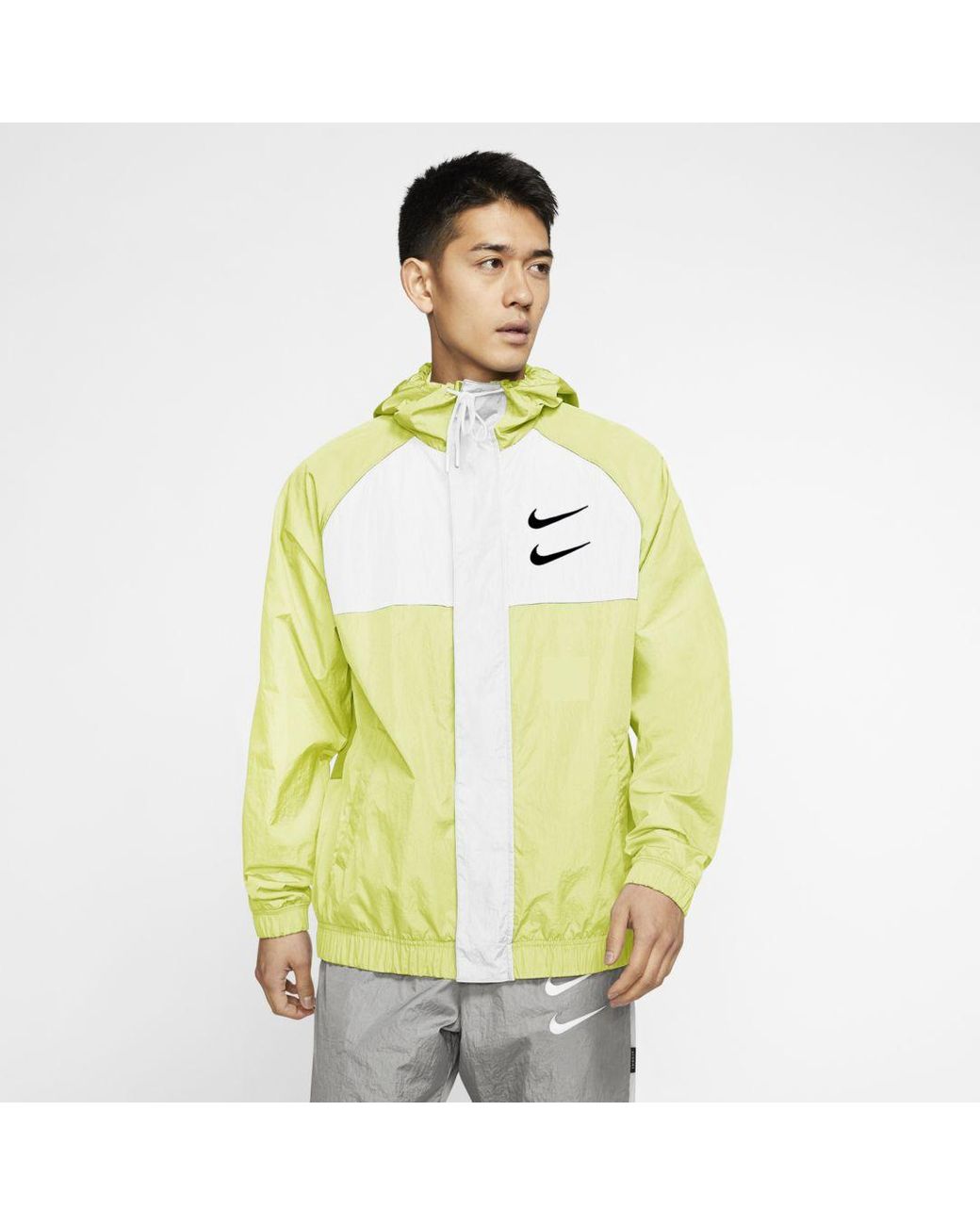 Nike Synthetic Sportswear Swoosh Woven Hooded Jacket in Green for Men ...
