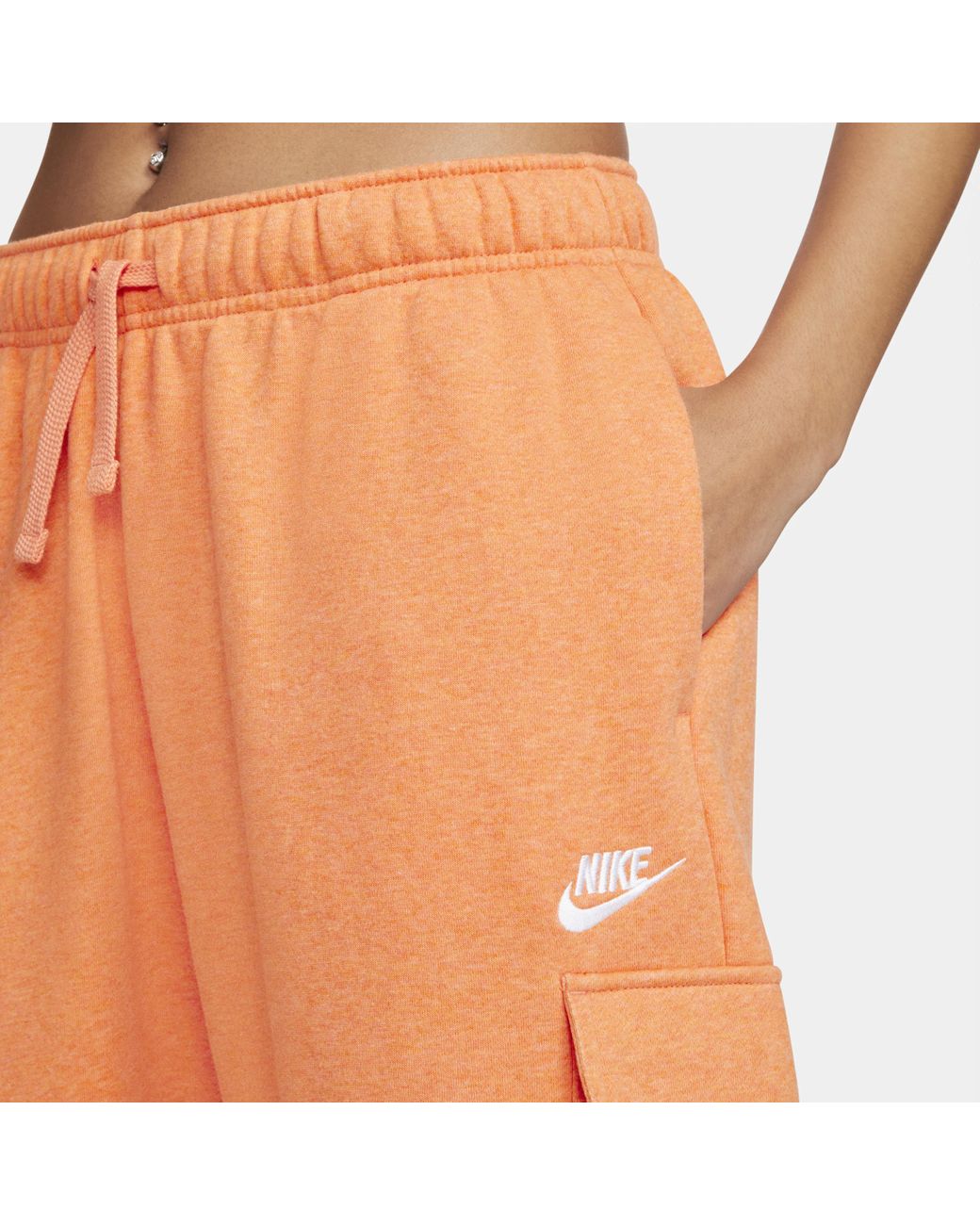 Nike Sportswear Club Fleece Mid-rise Oversized Cargo Sweatpants In Orange,  | Lyst