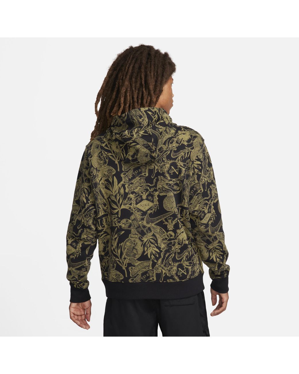 Nike Sportswear Club Fleece Pullover Printed Hoodie in Green for Men Lyst