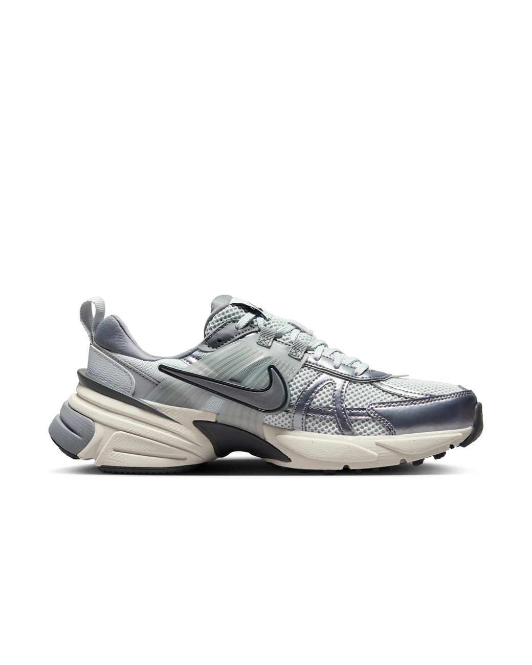 Nike Gray V2K Run Shoes With Reflective Accents