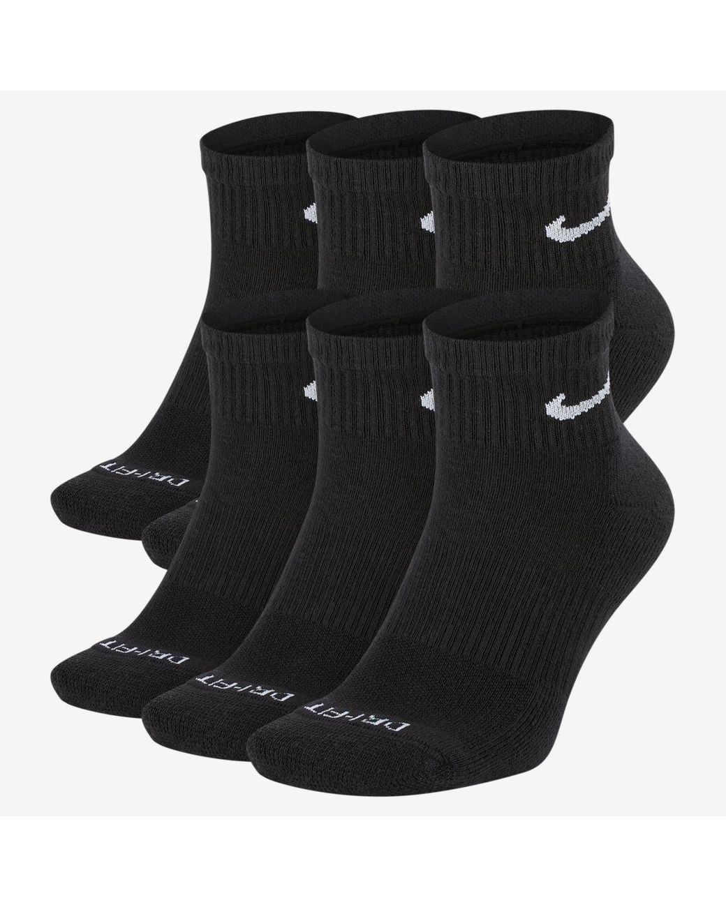 Nike Everyday Plus Cushioned Training Ankle Socks in Black,White (Black ...