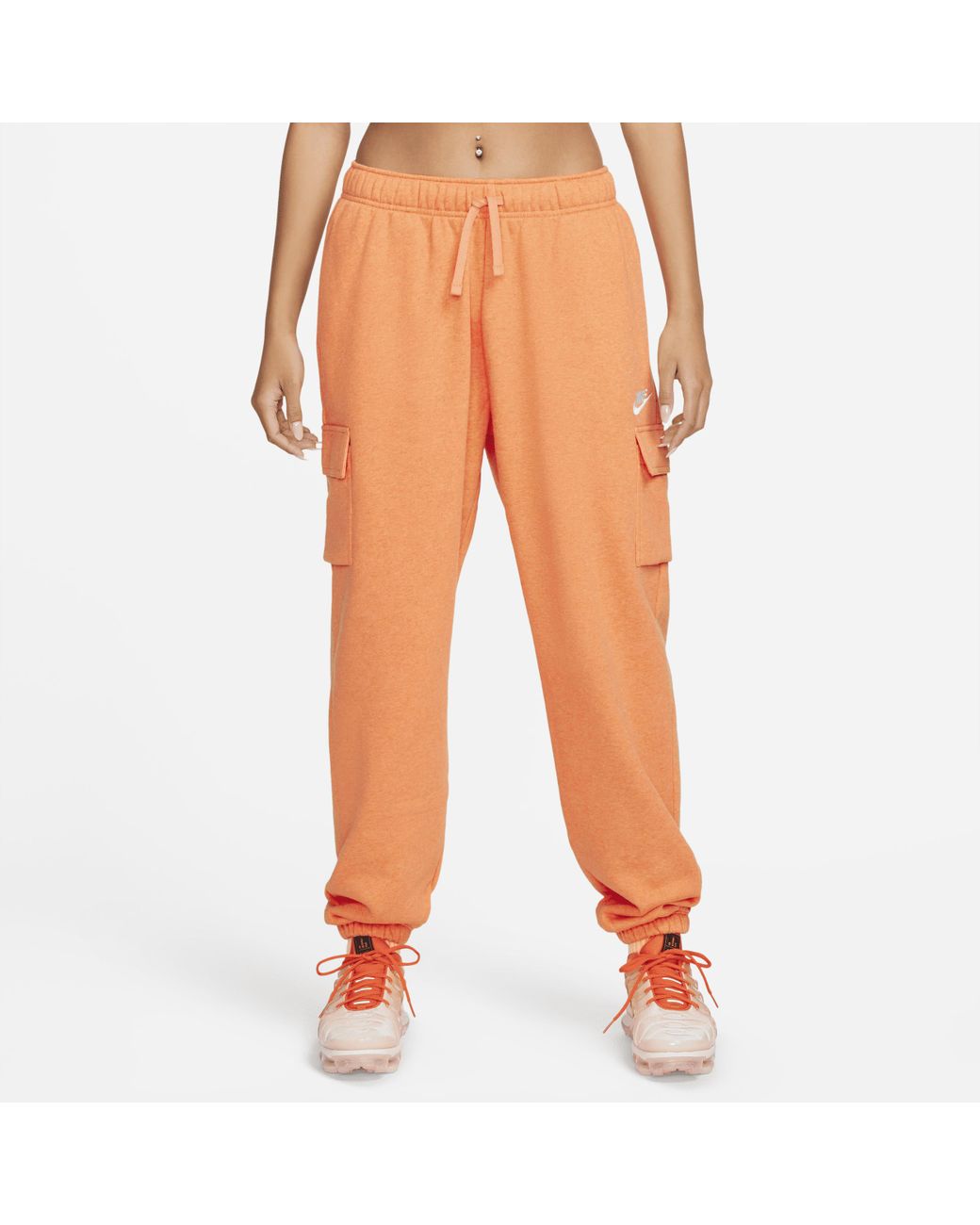 Nike Sportswear Club Fleece Mid-rise Oversized Cargo Sweatpants In Orange,  | Lyst