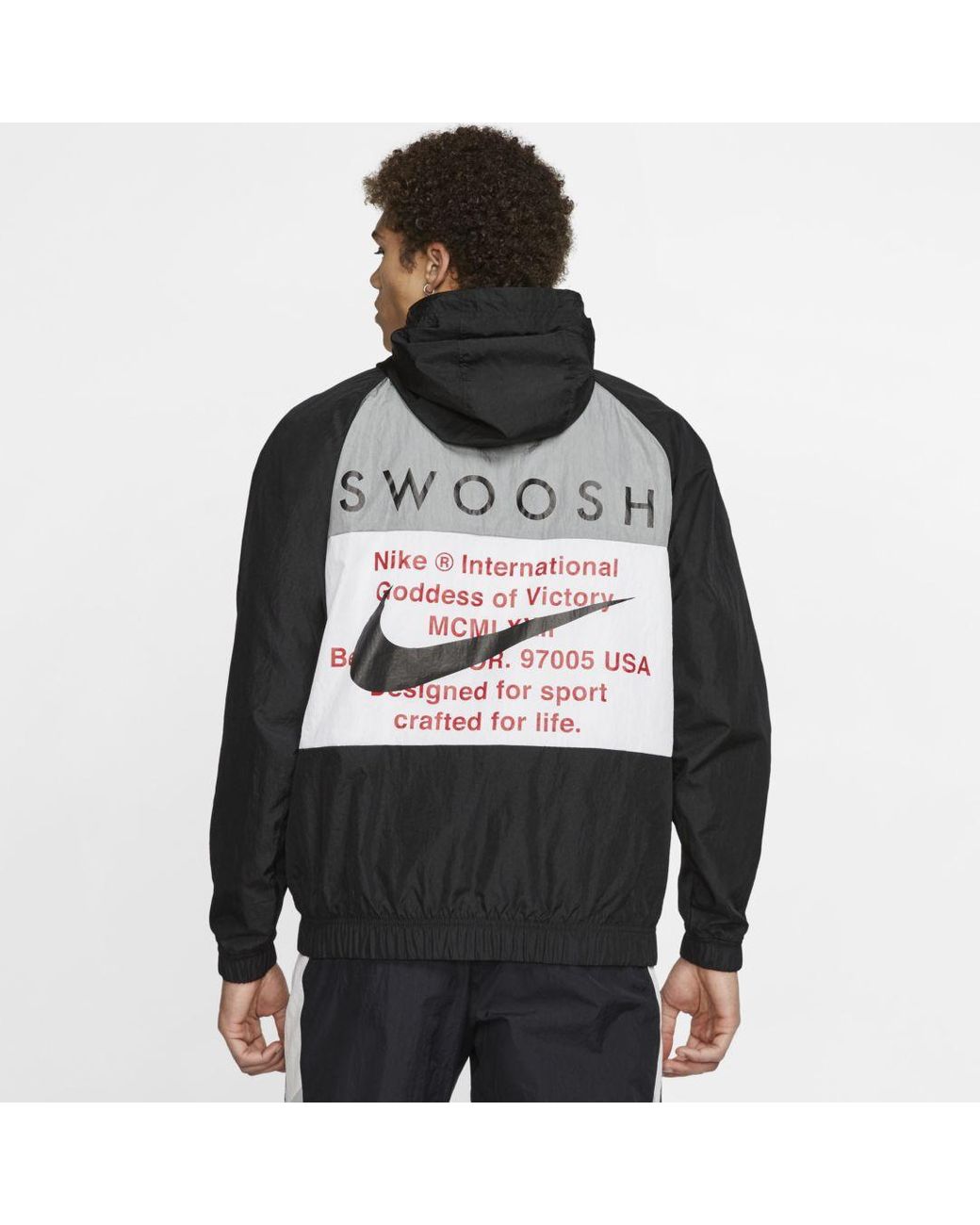 nike men's sportswear double swoosh woven hooded jacket