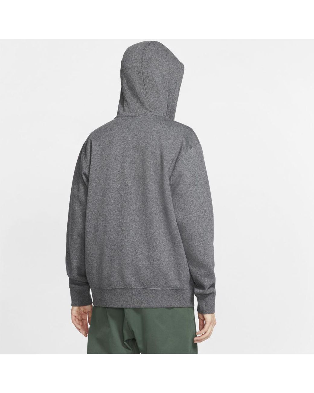 nike full zip club fleece hoodie dark grey heather