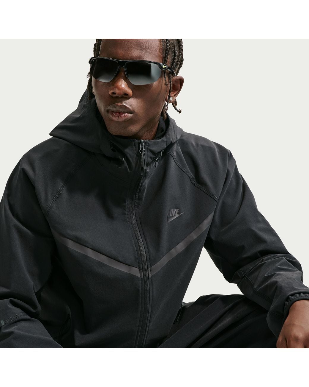 Nike Gray Tech Dri-Fit Woven Full-Zip Windrunner Jacket for men