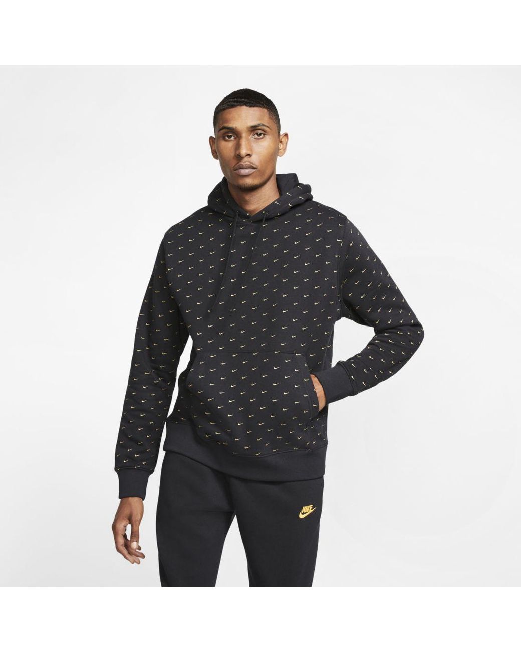 Nike Sportswear Swoosh Pullover Hoodie in Black for Men | Lyst