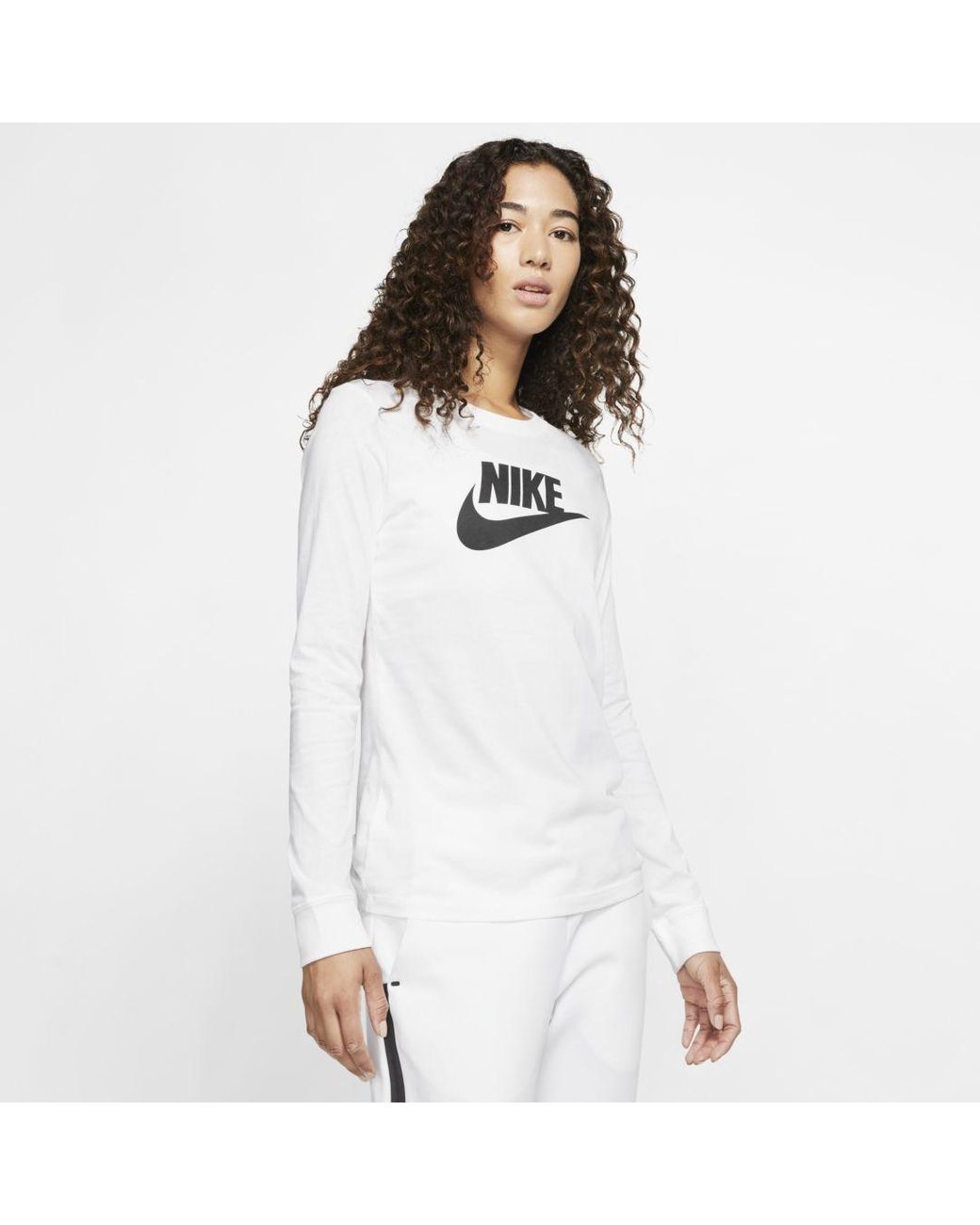 Nike Cotton Sportswear Long-sleeve T-shirt in White,Black (White ...