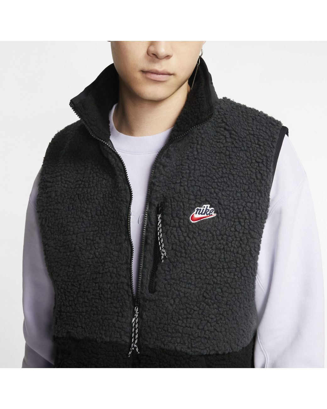 Nike Sportswear Sherpa Fleece Vest in Black for Men | Lyst UK