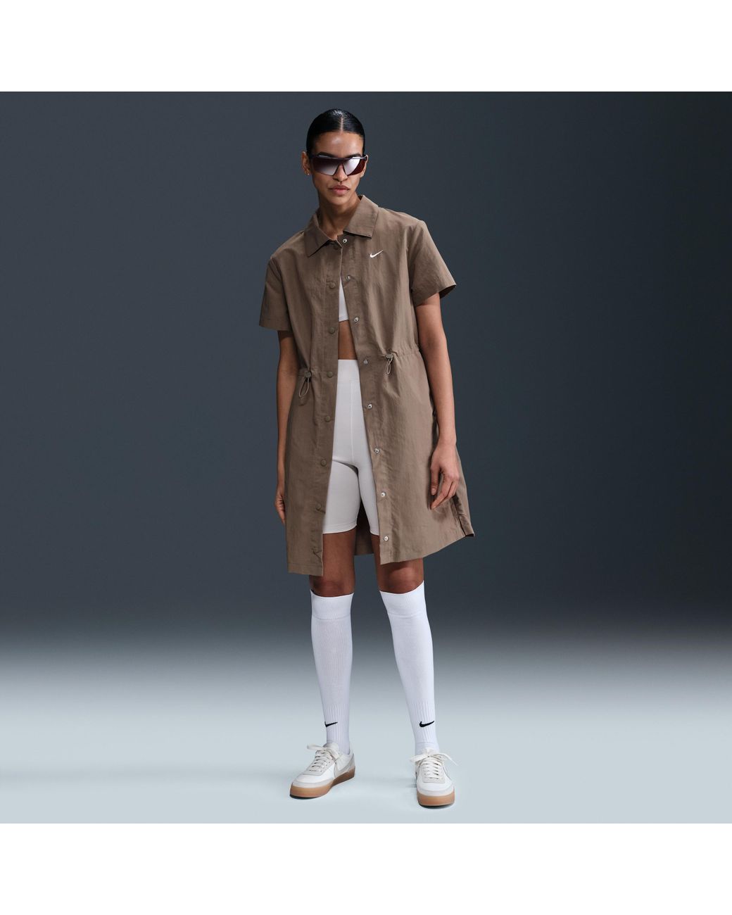 ★ Nike★ Sportswear Everything Woven Short Sleeve Mini Dre Nike Sportswear Everything Wovens Short-Sleeve Mini Dress in