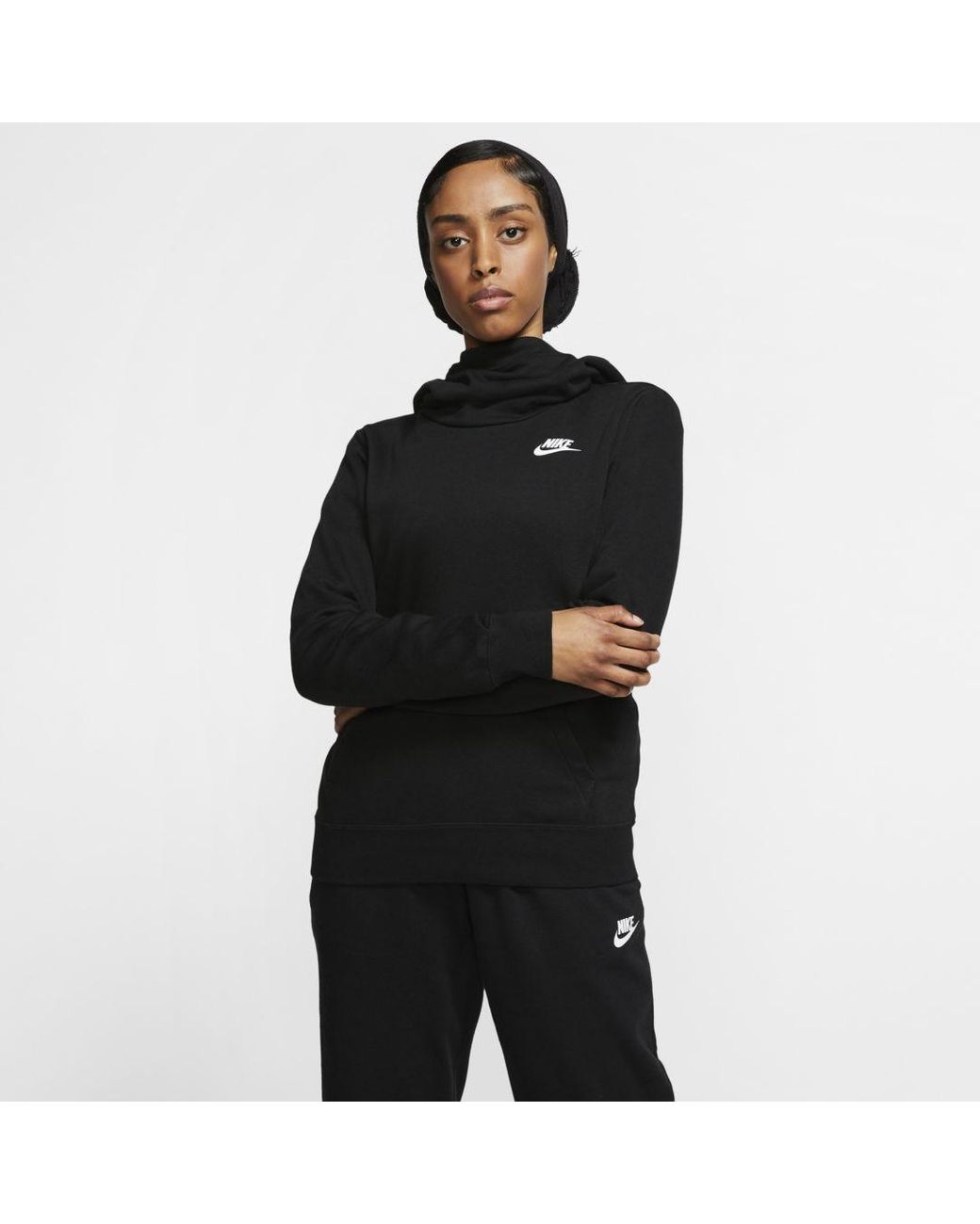 nike black funnel neck hoodie