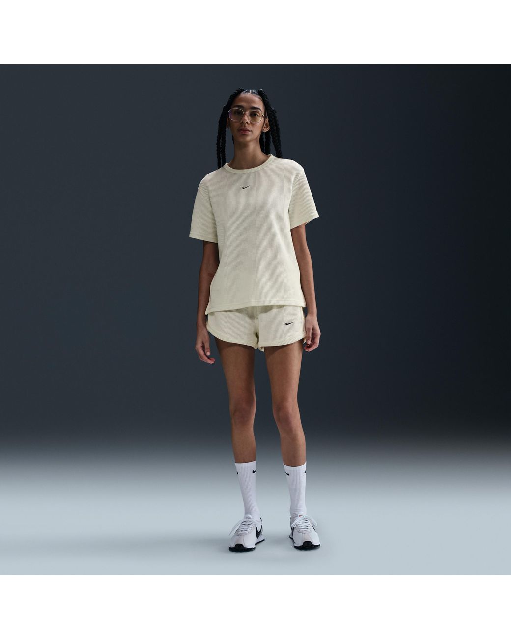Nike Sportswear Chill Waffle Loose Short-Sleeve Top in White