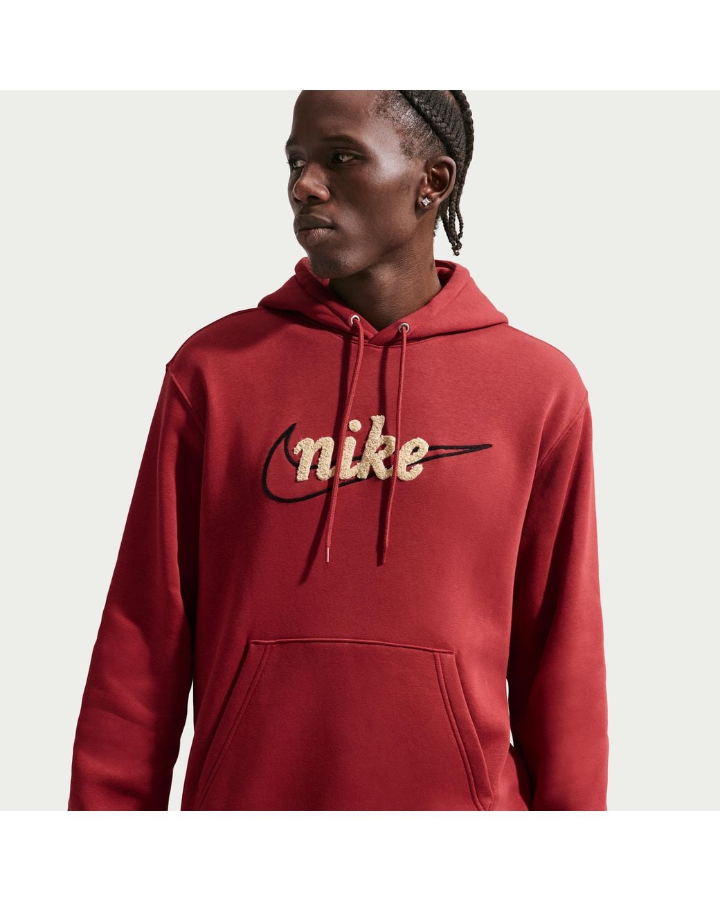 men's nike sportswear club fleece pullover hoodie red