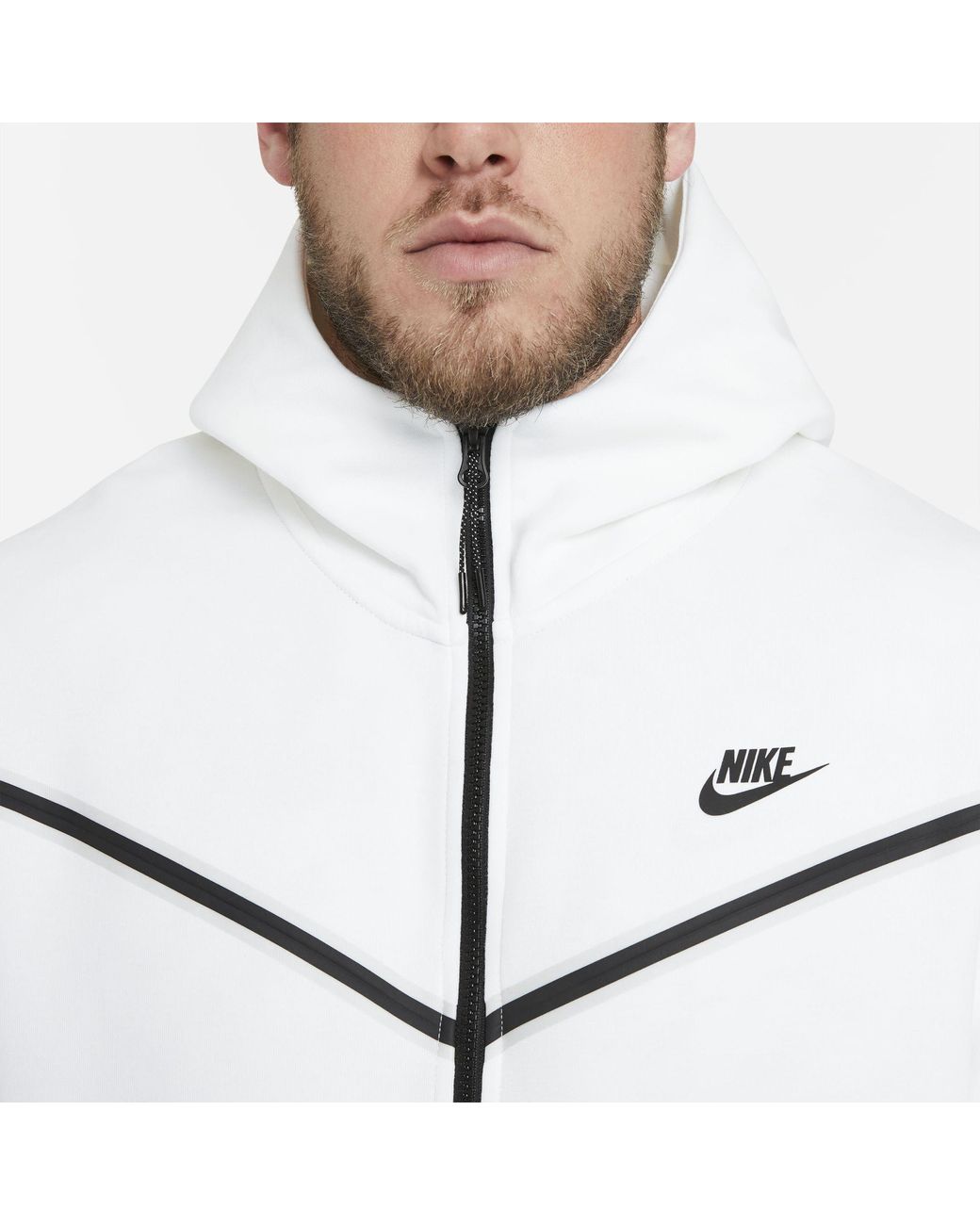Nike Sportswear Tech Fleece Full-zip Hoodie in White for Men | Lyst