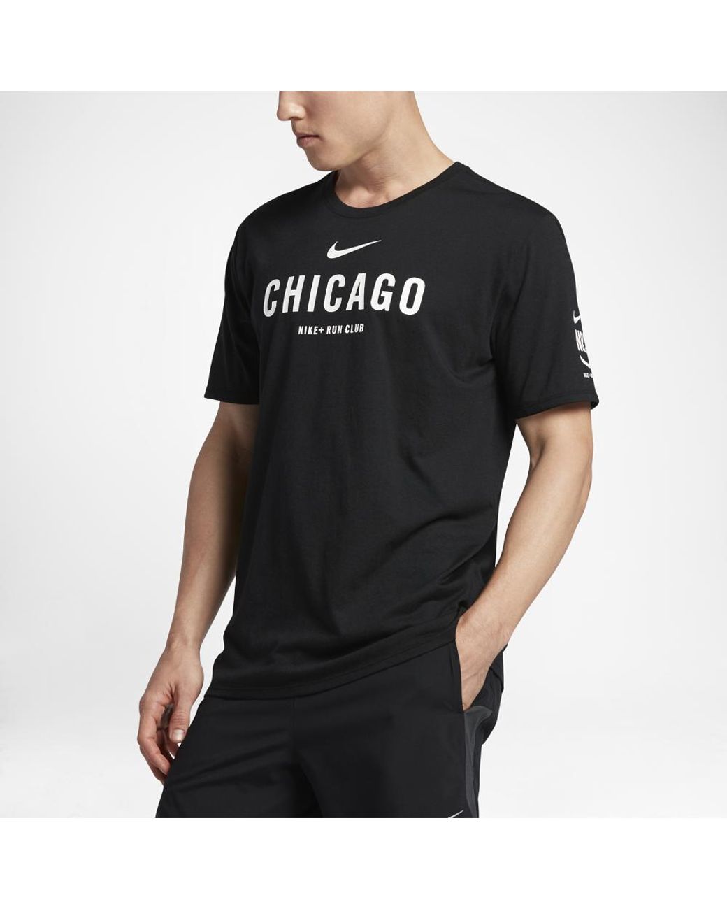 Nike Dry Run Club (chicago) Men's T-shirt in Black for Men | Lyst