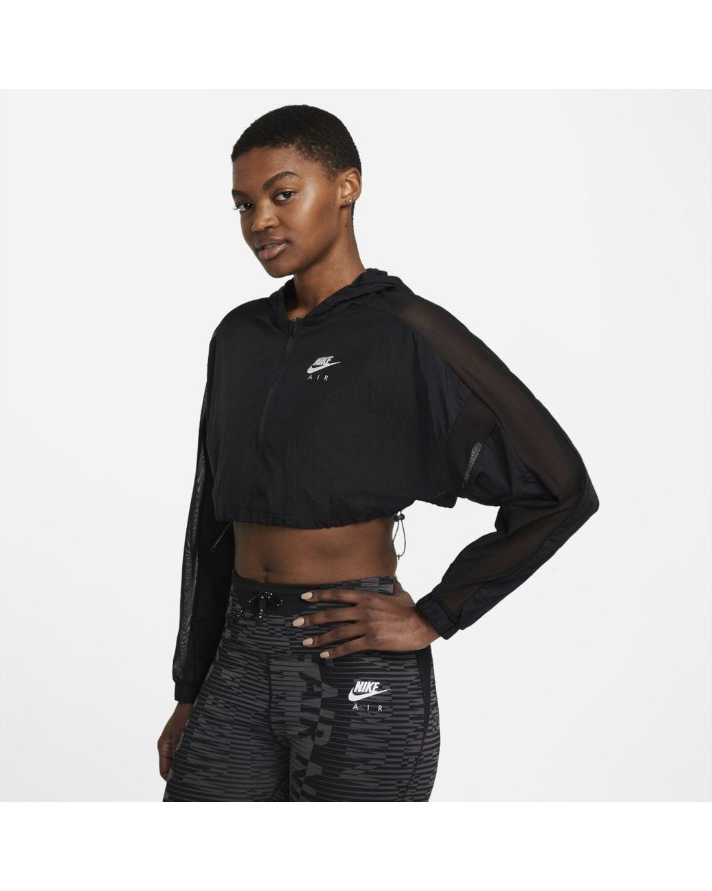 Nike Synthetic Air Crop Running Jacket in Black | Lyst
