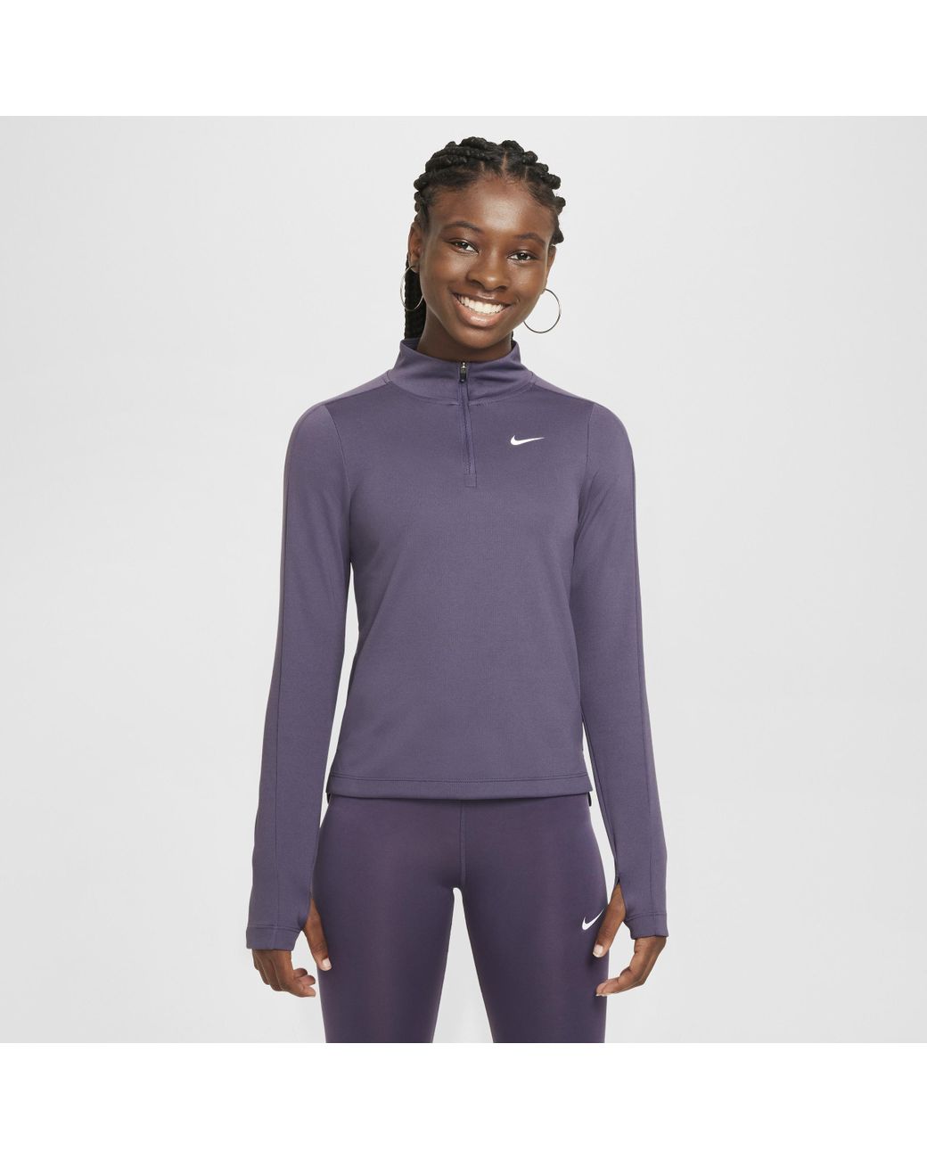 Nike Dri Fit Older Kids Girls Long Sleeve 1 2 Zip Top in Purple Lyst UK