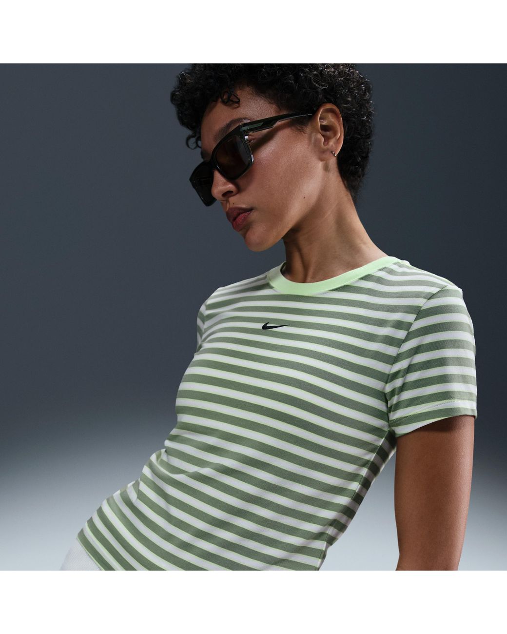 ★ Nike★ Sportswear Chill Knit Slim Stripe T-shirt W Mink Nike Sportswear Women's Chill Knit Slim Striped T-Shirt - Macy's