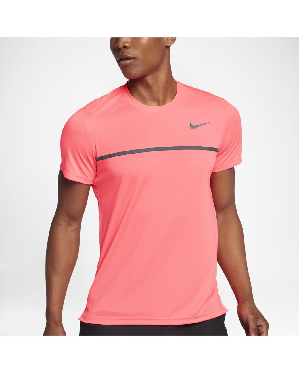 Nike Challenger Crew Men's Tennis Shirt in Pink for Men | Lyst