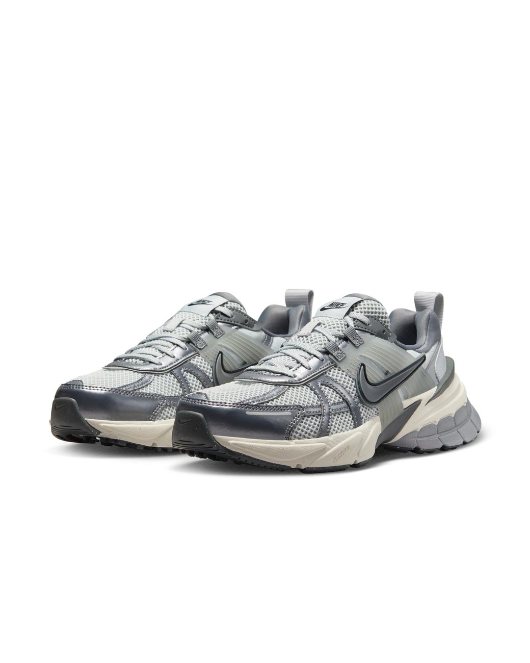 Nike Gray V2K Run Shoes With Reflective Accents