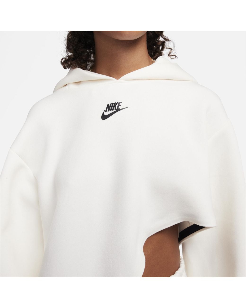 white cropped hoodie nike