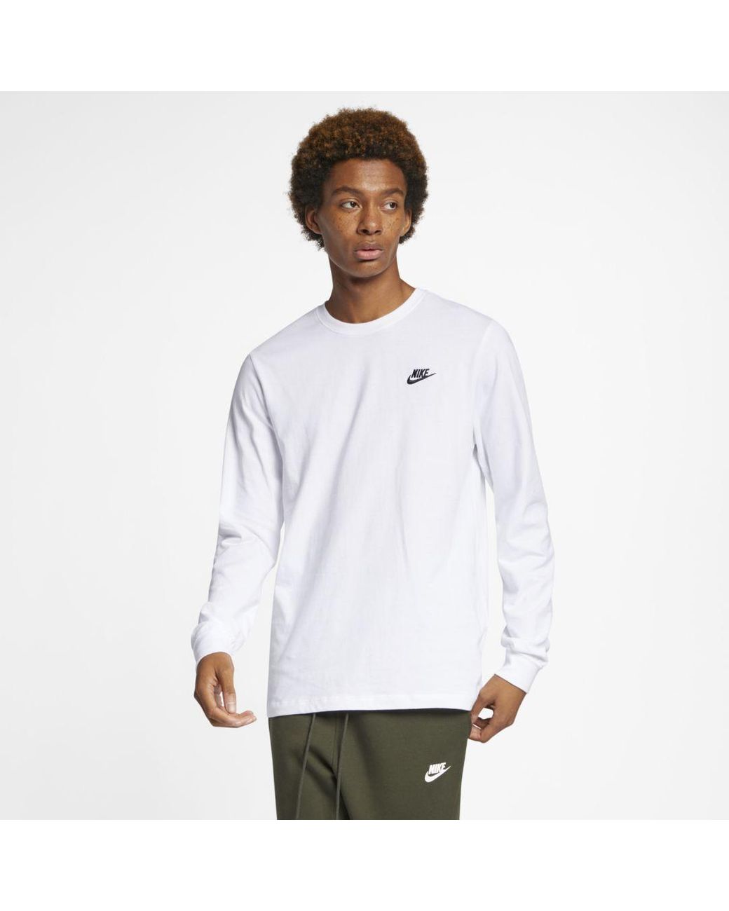 Nike Cotton Sportswear Long-sleeve T-shirt (white) for Men - Lyst