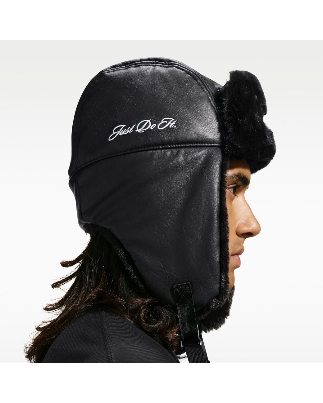 Nike Black Fly Leather Trapper Cap