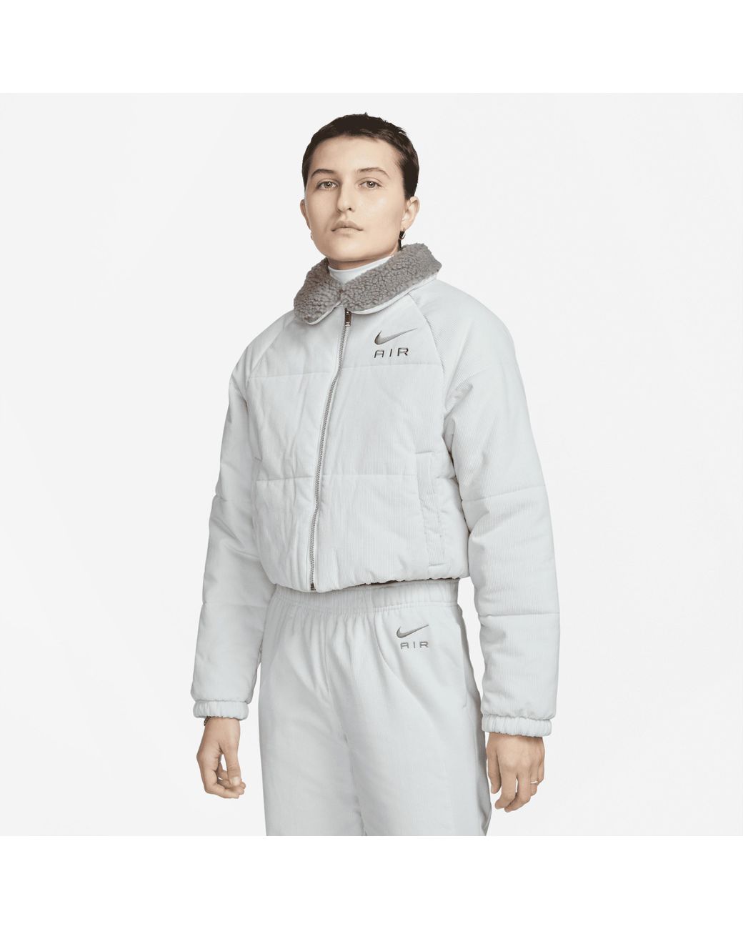 Nike Air Therma-fit Corduroy Winter Jacket In Grey, in Gray | Lyst