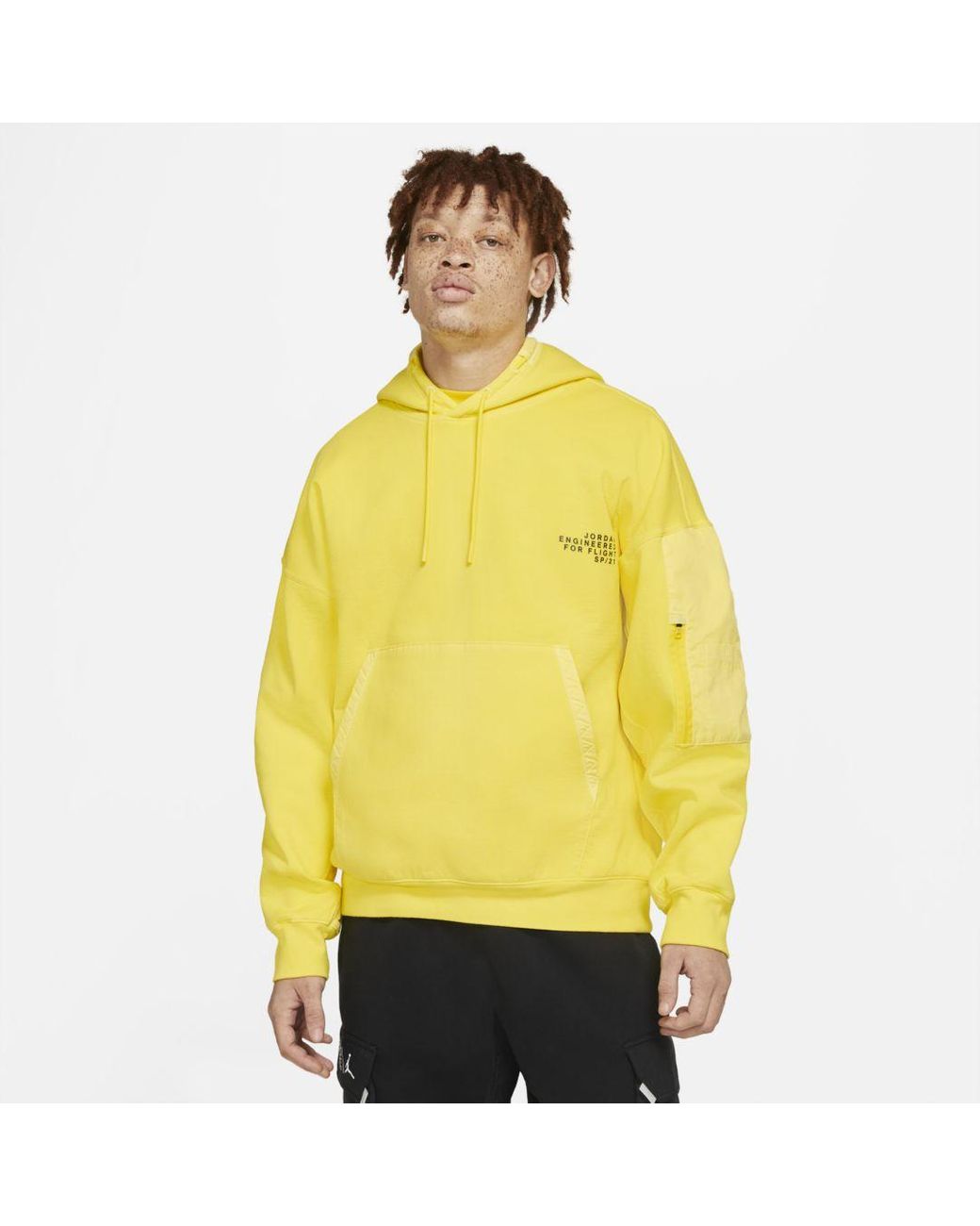 Nike Jordan 23 Engineered Washed Fleece Hoodie in Yellow for Men | Lyst