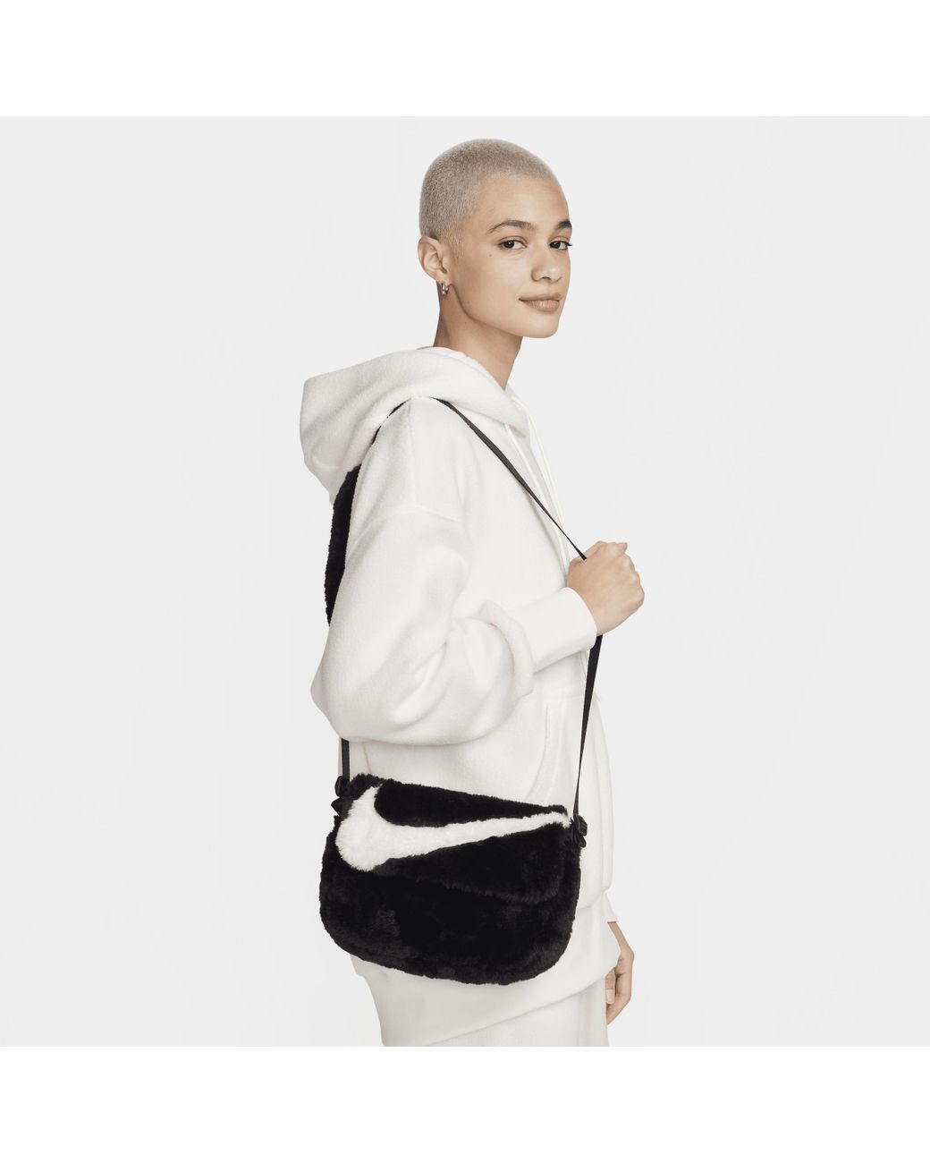 Nike Sportswear Futura 365 Faux Fur Crossbody Bag (1l) in White