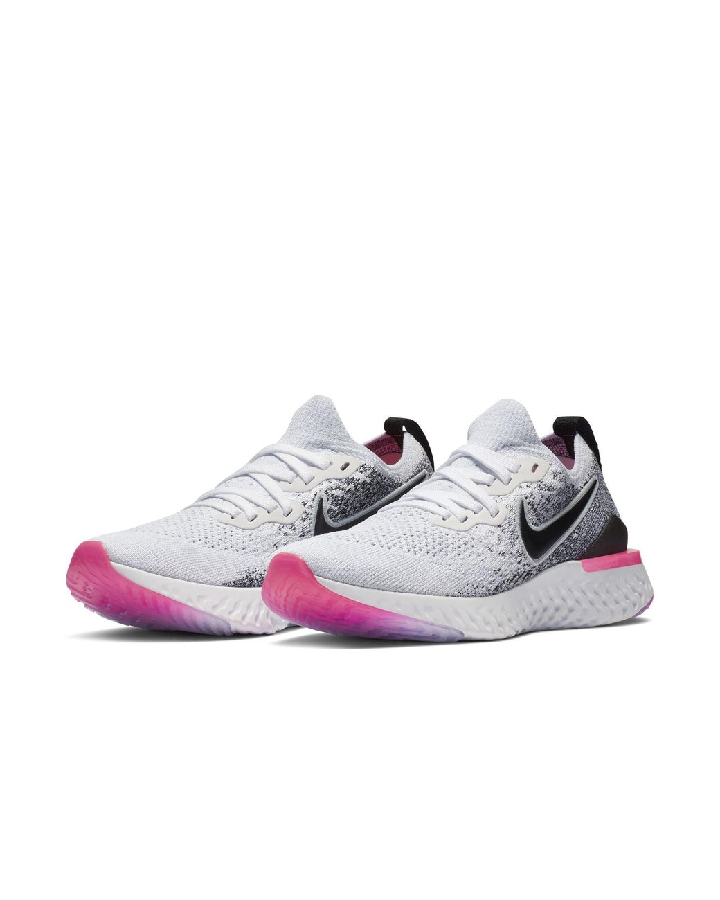 Running epic react trainers in white and hot sale pink