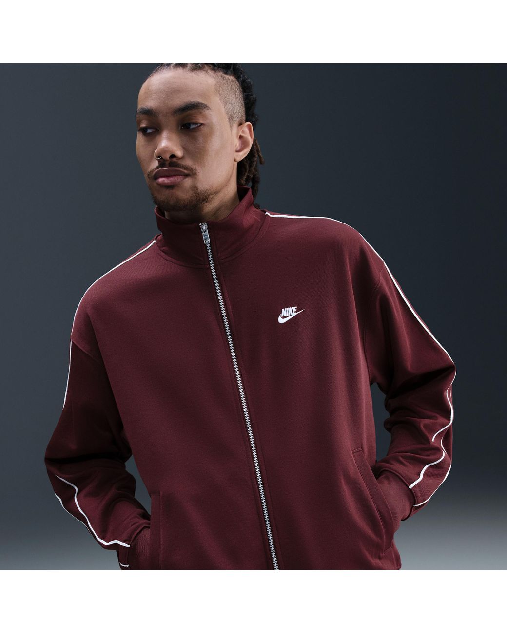 Nike Sportswear Club Oversized Knit Track Jacket in Red for Men | Lyst