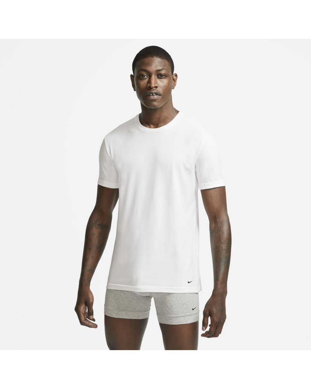 Nike Everyday Cotton Stretch Slim Fit Crew-neck Undershirt (2-pack ...