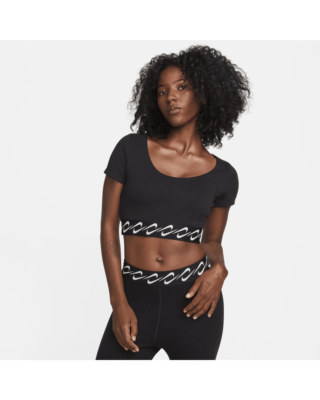 Nike swoosh short on sale sleeve crop top