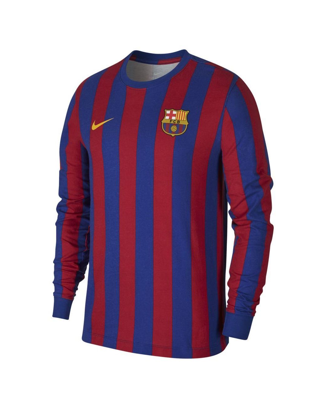 Nike Cotton Fc Barcelona Long-sleeve T-shirt in Blue for Men | Lyst