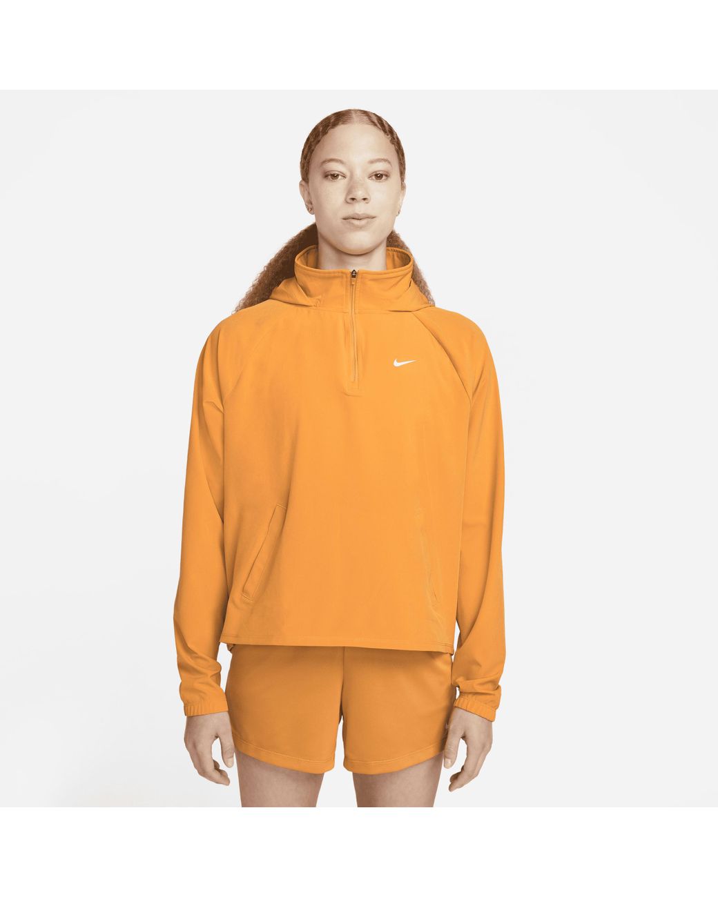 Nike Pro Drifit 1/4zip Packable Training Coverup In Brown, in Orange
