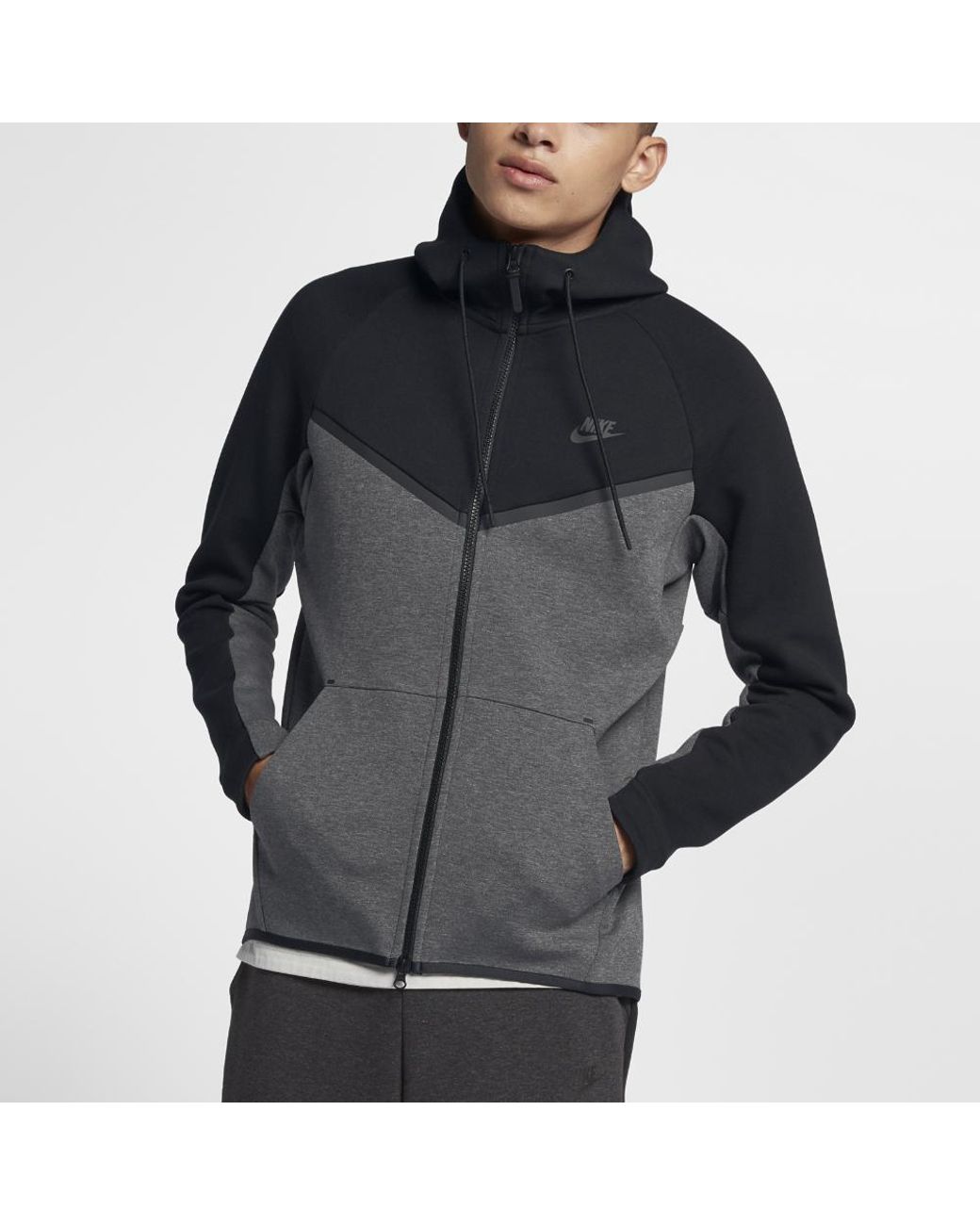 Nike Sportswear Tech Fleece Windrunner Men's Full-zip Hoodie in  Black/Charcoal Heather/Black (Black) for Men | Lyst