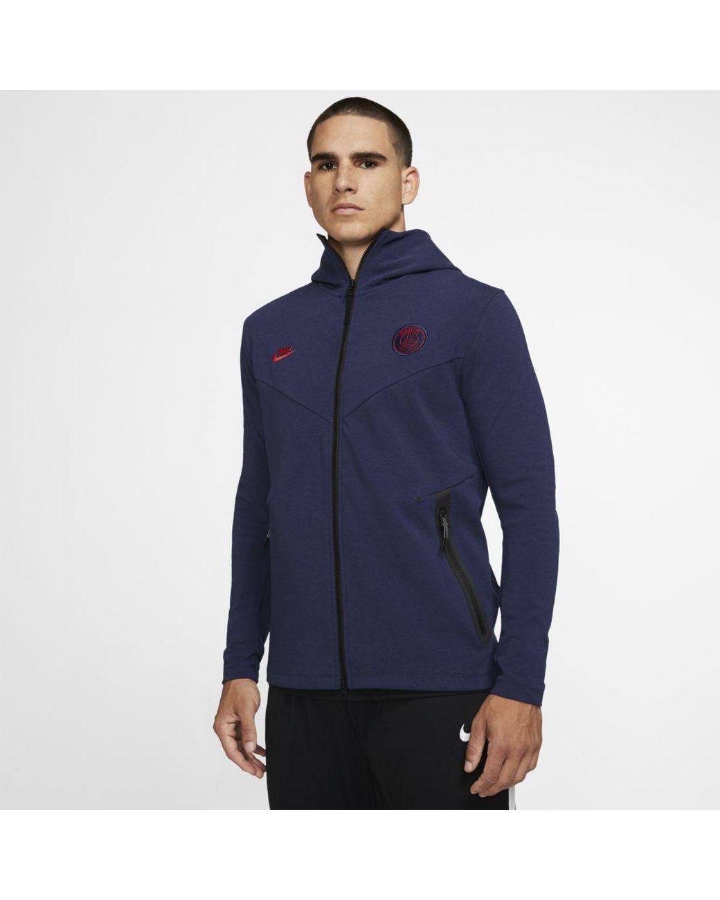 Nike Paris Saint-germain Tech Pack Full-zip Hoodie in Blue for Men | Lyst
