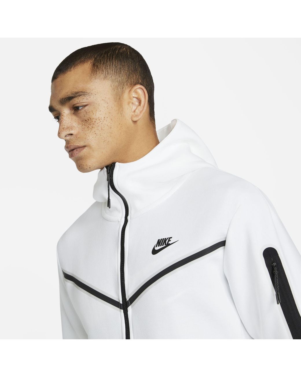 Nike Sportswear Tech Fleece Full-zip Hoodie in White for Men | Lyst