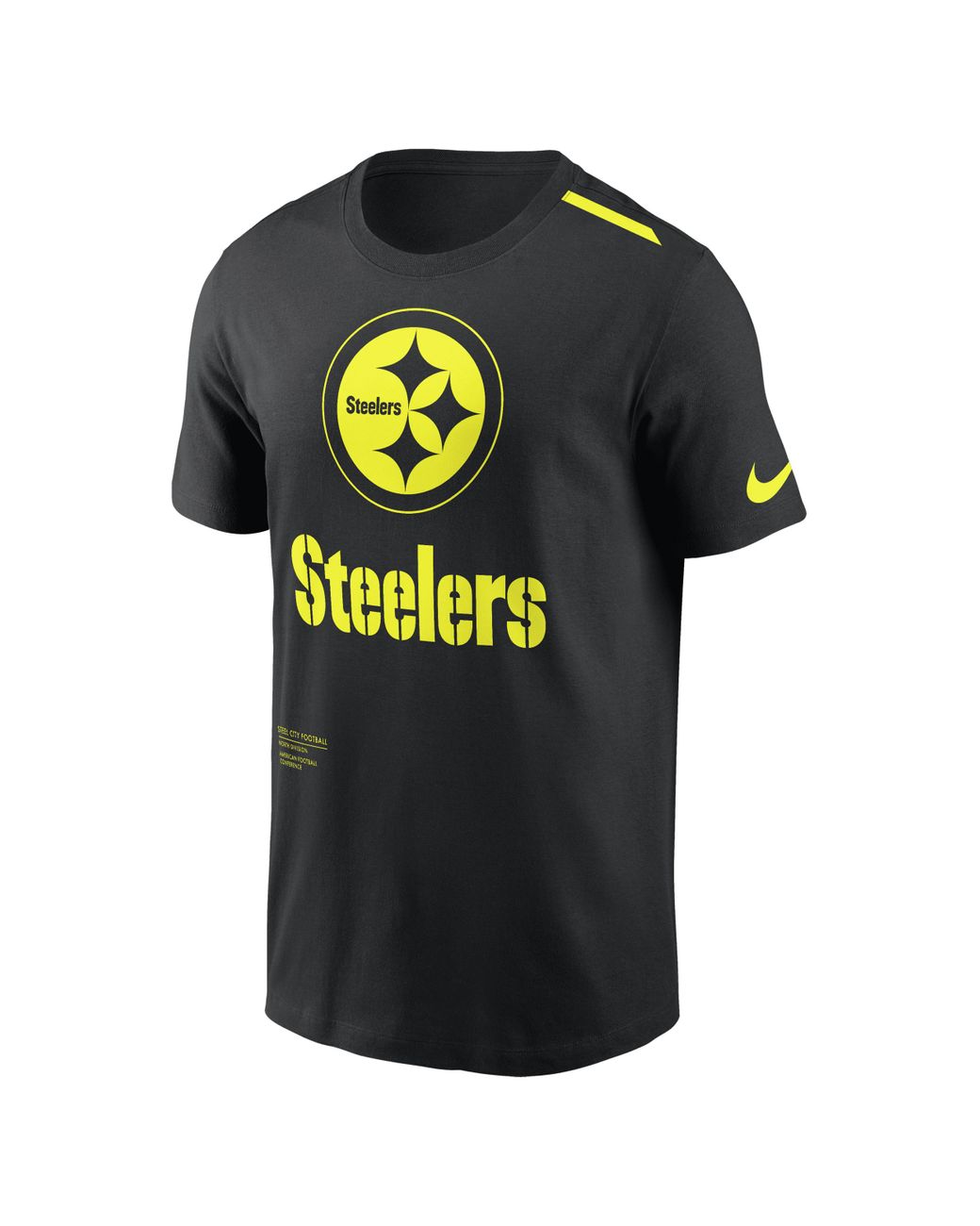 Pittsburgh Steelers Nike Side Line Dri-Fit Cotton Facility T-Shirt - Black  - Mens